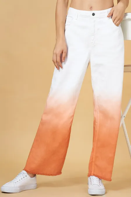 Peach Solid Full Length Waist Rise Casual Women Regular Fit Jeans